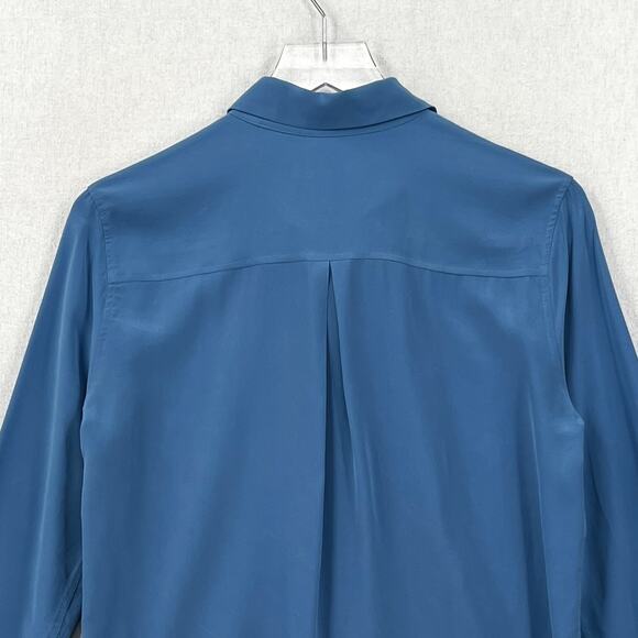 EQUIPMENT Essential Silk Shirt Women XS Blue Long Sleeve Collar Lightweight Corp - Picture 4 of 15
